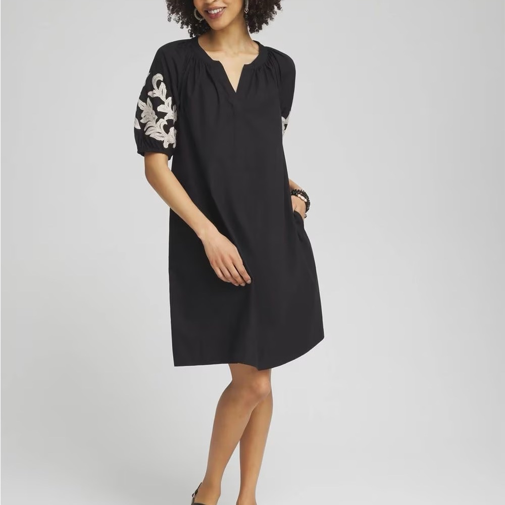 Chico’s Poplin Embroidered Midi Dress